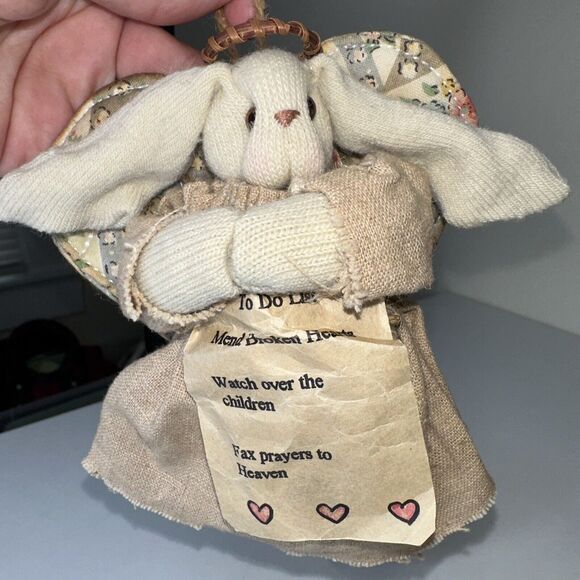 VTG LITTLE LOPS Guardian Angel Bunny Fabric Quilt 1st Ed Collect doll ornament - Picture 7 of 7